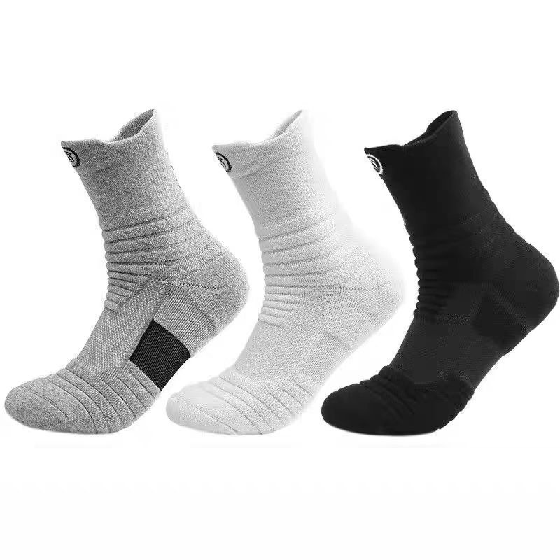 Basketball Socks Men's Running Marathon Outdoor Fitness Sports Socks Adult Thin Towel Bottom Cotton Socks Breathable Mesh