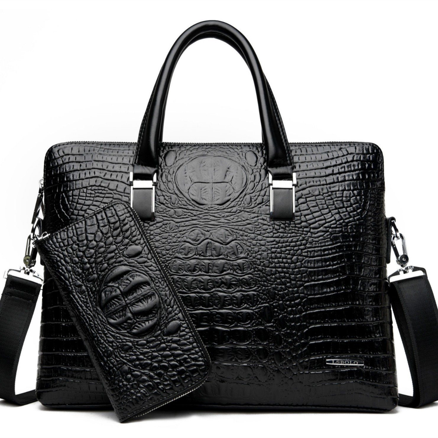 Transfronterizo nuevo doble tirón bolso de los hombres patrón de cocodrilo de moda solo hombro crossbody maletín de ordenador bolso de los hombres al por mayor