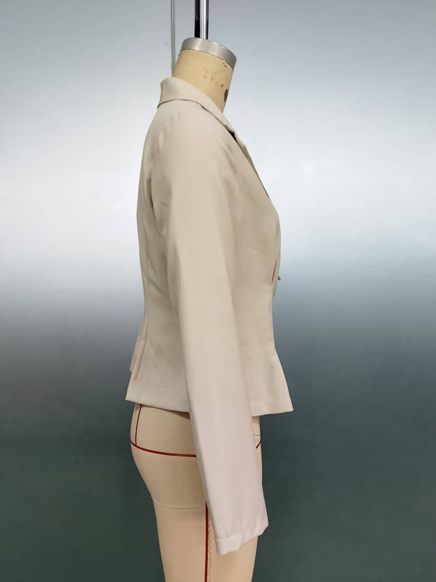 Stylish Women's Solid Colour Long Sleeve Blazer Elegant Outerwear_voghion.com