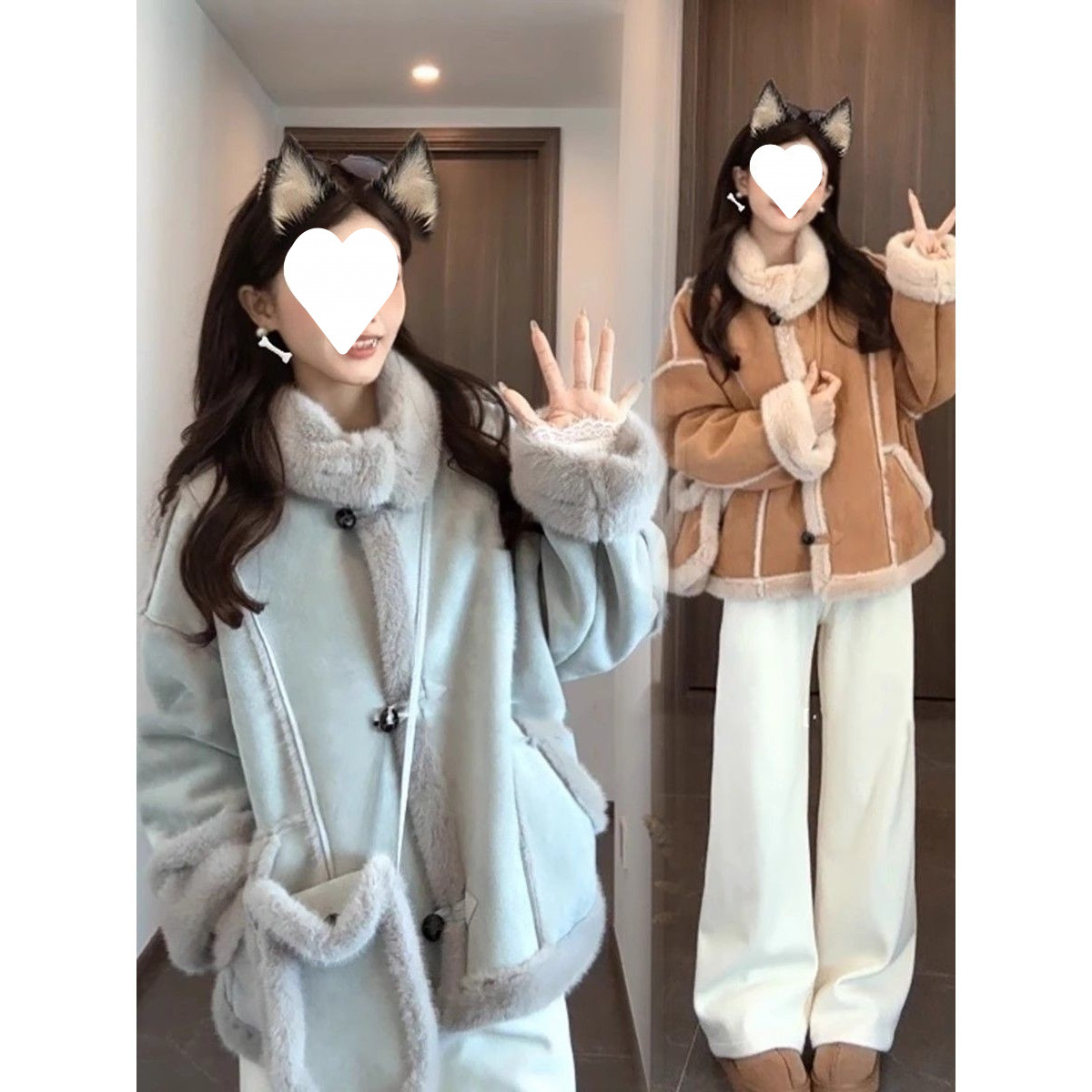 Lapel Fur Outwear Women's Short 2025 New Autumn and Winter Korean Style Loose Motorcycle Jacket Thickeneded Fur One-Piece Top