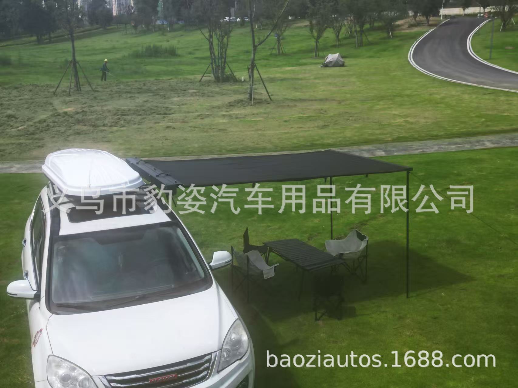 500D Oxford Black Tarp Outdoor Car Roof Side Canopy Aluminum Alloy Car Side Tent Sun Protection Car Camping Sunshade