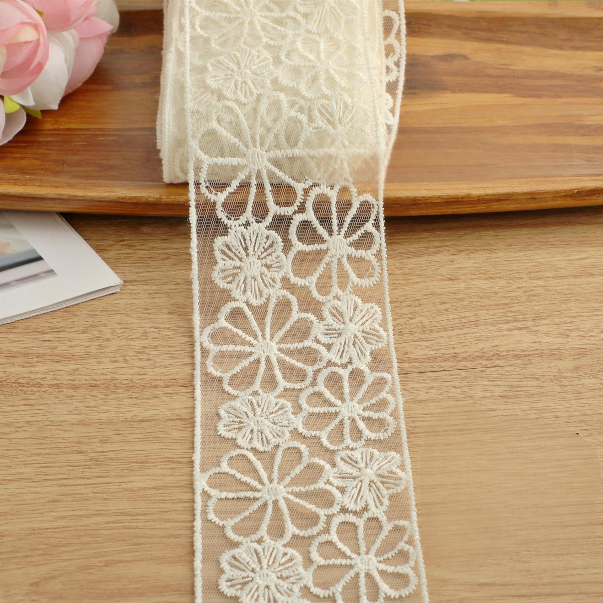 透明レースウェビングメッシュ刺繍ミルクシルク DIY リボンヘアアクセサリー花包装衣類アクセサリー