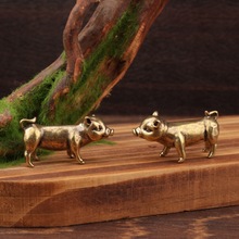 跨境小猪猪摆件黄铜摆件生肖猪摆件中式创意工艺品摆件黄铜小铜器