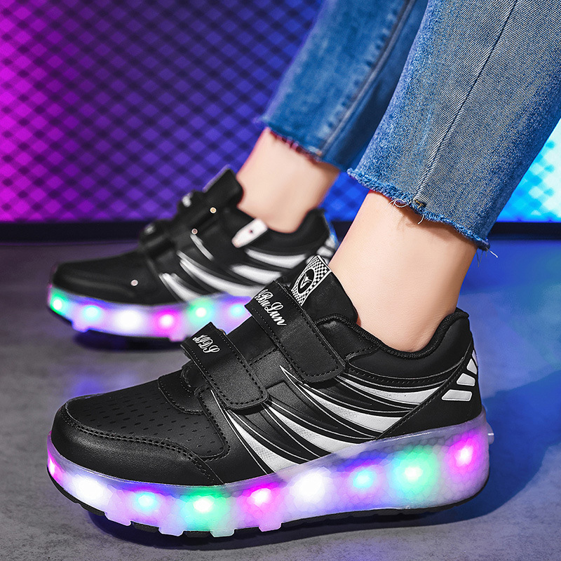 New Cross-Border Model of Roller Shoes with Double Wheels, Light-Up Roller Skates for Boys, Student Roller Shoes with Wheels, Flying Shoes for Girls