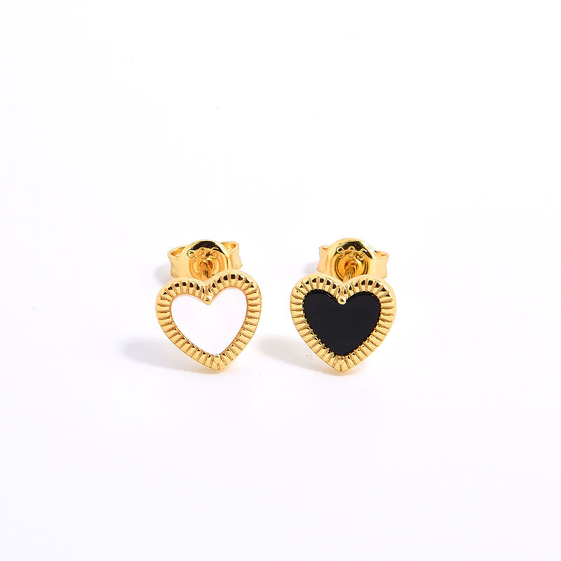 4g Weight 925 Sterling Silver Ear Needle Material Agate, Shell Inlay Material Ear Studs Classification 1 Pair Quantity Holiday, Daily Occasion 925 Sterling Silver Material Heart Shape Pattern Women's Gender Inlay Design Sweet, Simple Style Style 1 Pair 925 Sterling Silver Agate Shell Heart Shape Ear Studs 10