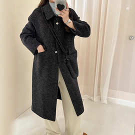 大衣女双面羊绒2025新款方领包包通勤休闲百搭羊驼绒毛呢外套秋冬