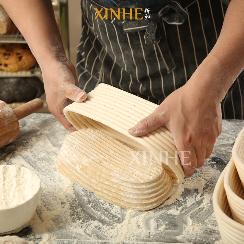 New European-Style Fermented Rattan Bowl, Country Bread Oval Bread Basket, Fruit Basket, Storage Basket, Hand-Woven Rattan Art