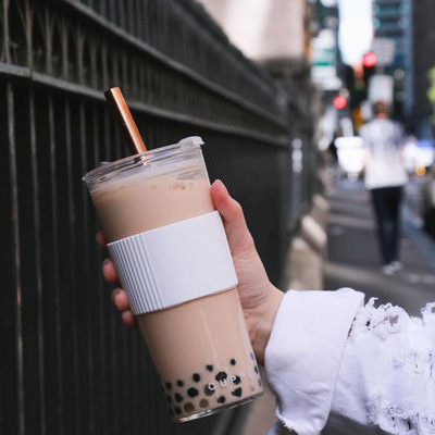 ins风简约便携冷萃咖啡杯高颜值大容量加厚防烫吸珍珠奶茶玻璃杯