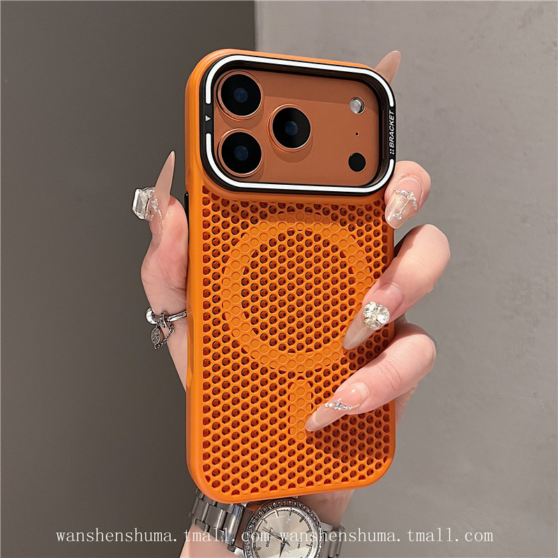 Suitable for Apple 17Promax Mobile Phone Case, Honeycomb Cooling Magnetic Lens Holder, Iphone16 Fashionable Protective Case Suitable for Apple 17Promax Mobile Phone Case, Honeycomb Cooling Magnetic Lens Holder, Iphone16 Fashionable Protective Case