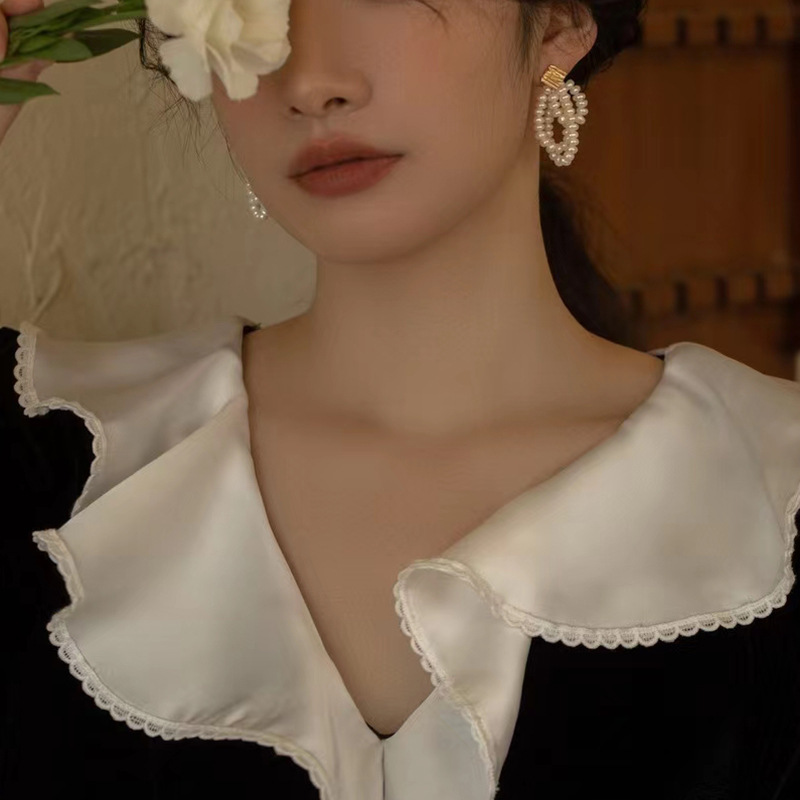 感天然淡水流苏珍珠耳环女S925法式复古巴洛克