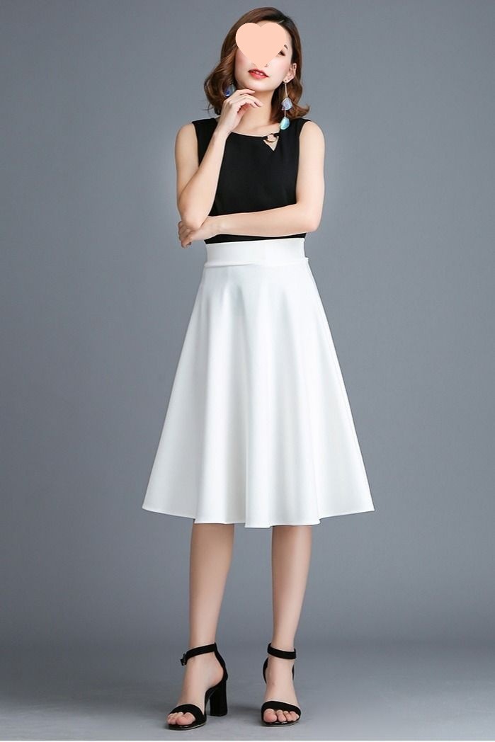 春秋白色半身裙中长款字裙妈妈显瘦喇叭广场舞裙小个子百搭裙子