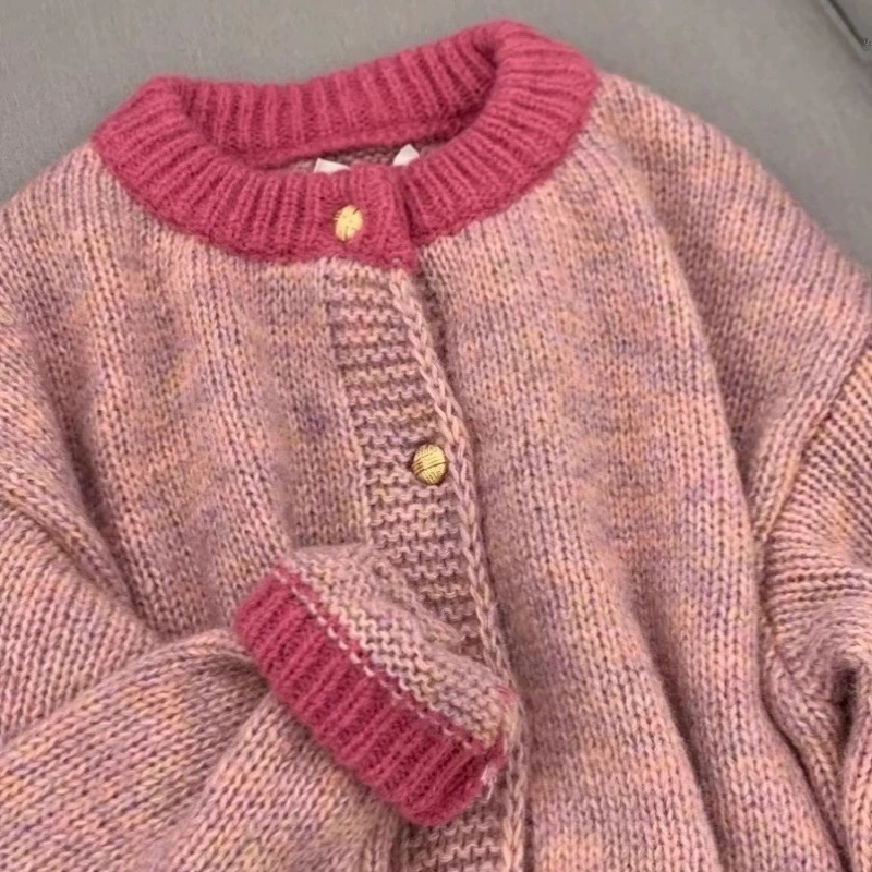 Фуксия короткий свитер, демисезонная куртка, весенний кардиган, стиль Chanel, для подростков