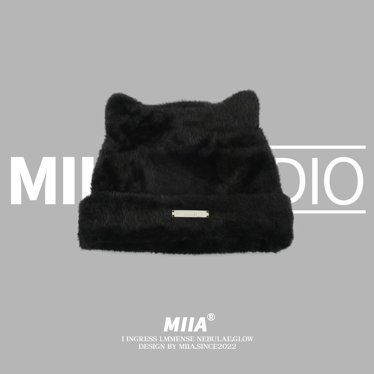 Berretto in maglia da donna con orecchie di gatto soffice_voghion.com