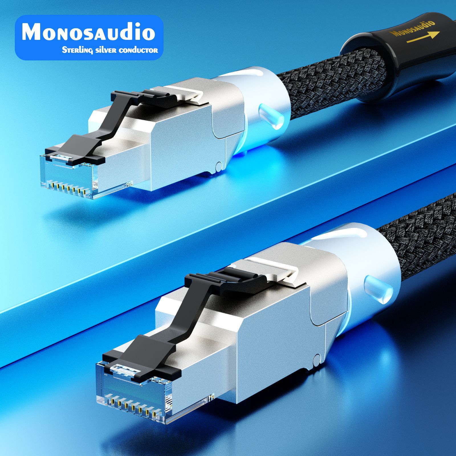 Monosaudio Audiophile-Grade Hifi Sterling Silver Cat8 Network Cable Broadband Connection Home Computer Network Cable