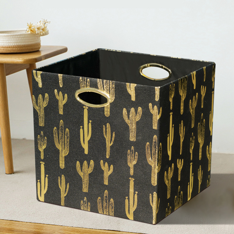 厂家直销简约大容量素色棉麻箱折叠收纳储物箱子有盖家居日用批发