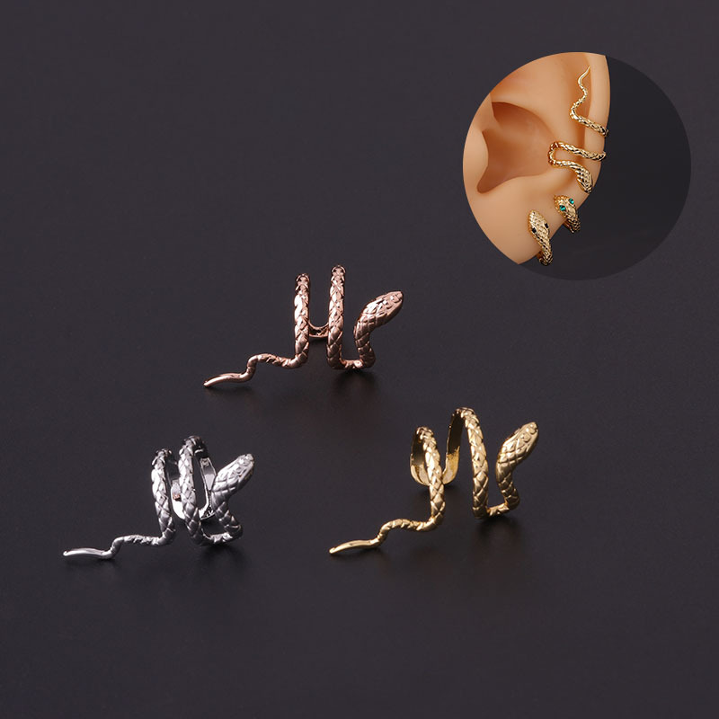 Ear Cartilage Rings & Studs Fashion Snake Copper Plating Artificial Gemstones display picture 1