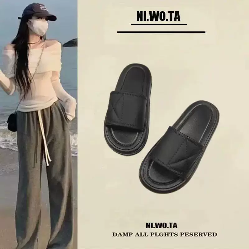 Тапочки, женская летняя верхняя одежда, новые туфли на толстой подошве, Сетчатое красное дерьмо, ощущение одного слова, крытые пляжные сандалии оптом