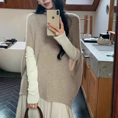 轻熟上衣早秋女2025毛针织衫斗篷毛衣披肩外套