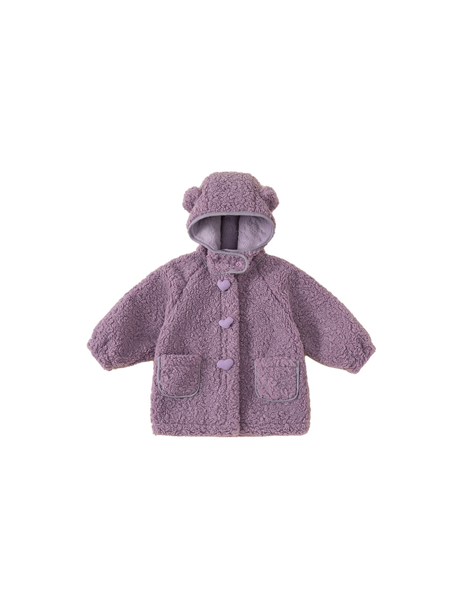 Babycity invierno abrigo para niños estilo coreano ropa para niños niñas abrigo de piel púrpura largo superior DY23174