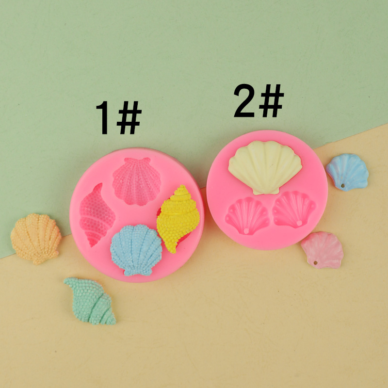 Tema marino serie molde de silicona concha de arcilla epoxi molde de yeso hornear decoración de la torta