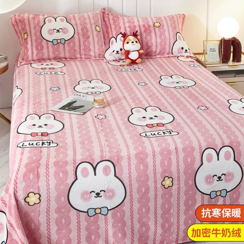 Invierno leche de lana de coral sábanas de lana de una sola pieza brida de manta de peluche dormitorio una sola persona gruesa manta de peluche cálida