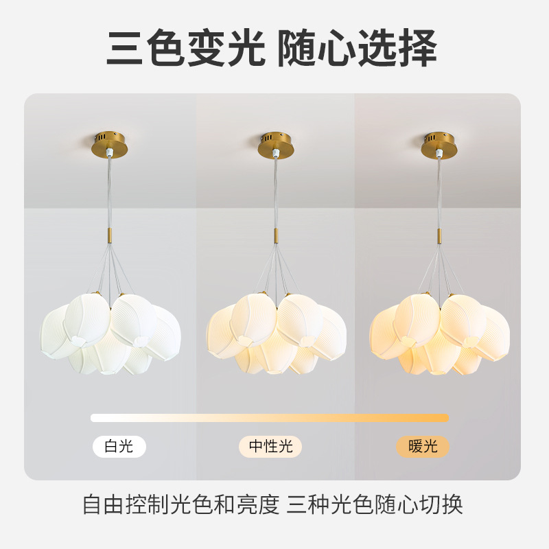 Lámpara de la sala de estar moderna y simple crema viento lámpara de la habitación de los niños 2026 nueva flor lámpara de dormitorio lámpara Zhongshan 485L