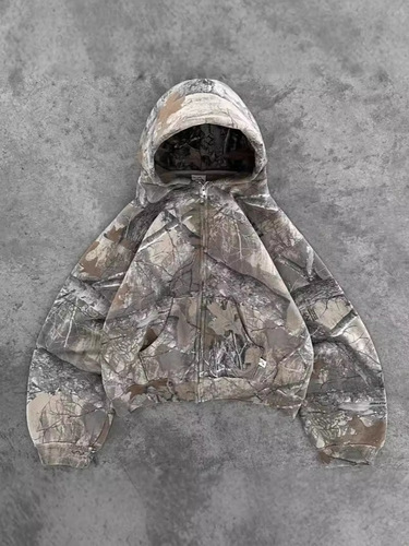 European and American Y2K Retro Leopard Print Hooded Sweatshirt Couple's Harajuku Style Hip-Hop Zip-Up Sweatshirt