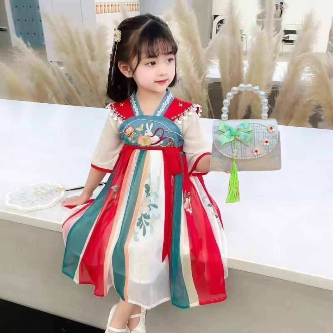 Bolsas de niños arco de estilo chino bordilla accesorios de niñas bolsas de mano princesa de perlas bolsa de cambio