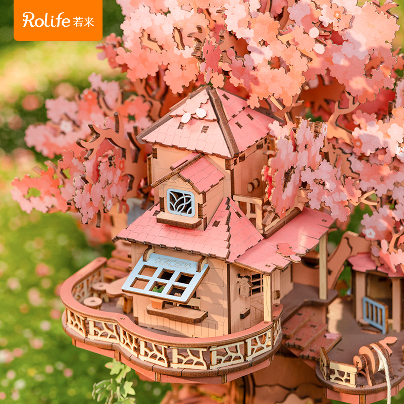 Rollife Ruolai nuevo producto Sakuramon Bookstore diy cabaña modelo de ensamblaje juguete tridimensional juguete de bloques de construcción de madera
