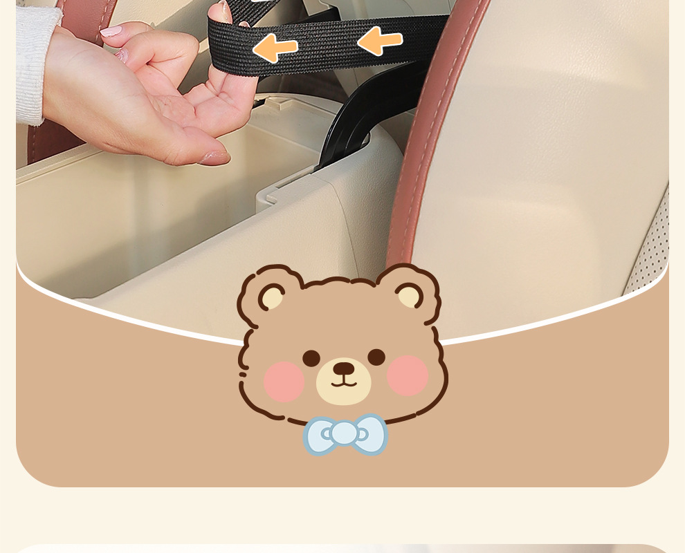Car Tissue Box and Trash Can Two-In-One, Cute Bow-Tie Bear Car Storage Bin, Multifunctional Armrest Box Tissue Holder