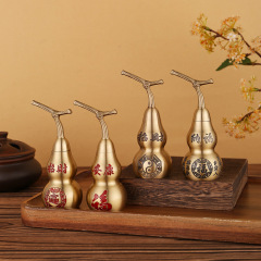 純黃銅招米進寶銅葫蘆浮雕擺件玄關飾品中式禮品財運工藝品批發