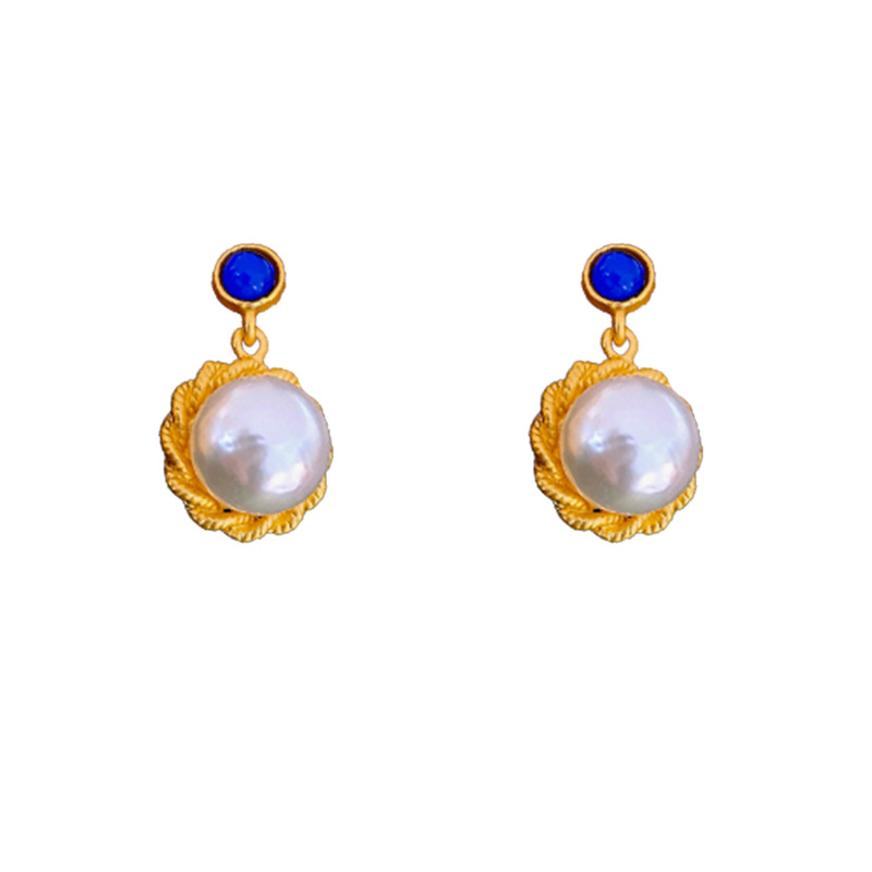 Medieval vintage aguja de plata redonda perlas pendientes de aretes de estilo palacio retro lujoso ligero de alta calidad exquisitos pendientes image 6