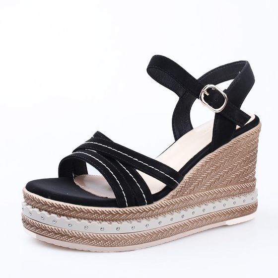 Wedge Platform Sandals Women's Summer Simple 2025 New Fashionable Casual Platform Sandals with High Heeled Strap Sandals