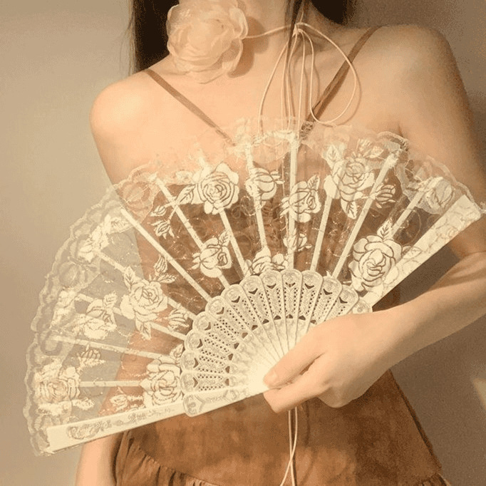 新しいレトロなレースの中国扇子ダンス扇子写真撮影漢服チャイナドレス写真古代スタイルポーズインターネット有名人の小道具|undefined