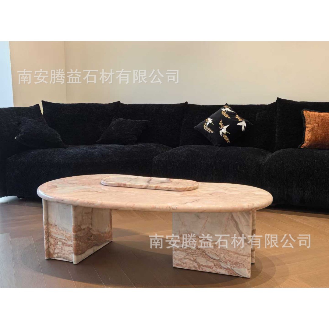 天然粉色大理石烟粉四季粉大理石石板别墅背景岛台楼梯简约装饰