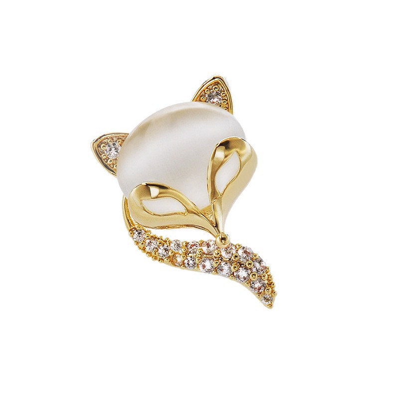 Fuchs Brosche Mit Stein Für Kragen Dekoration Damen Accessoire_voghion.com
