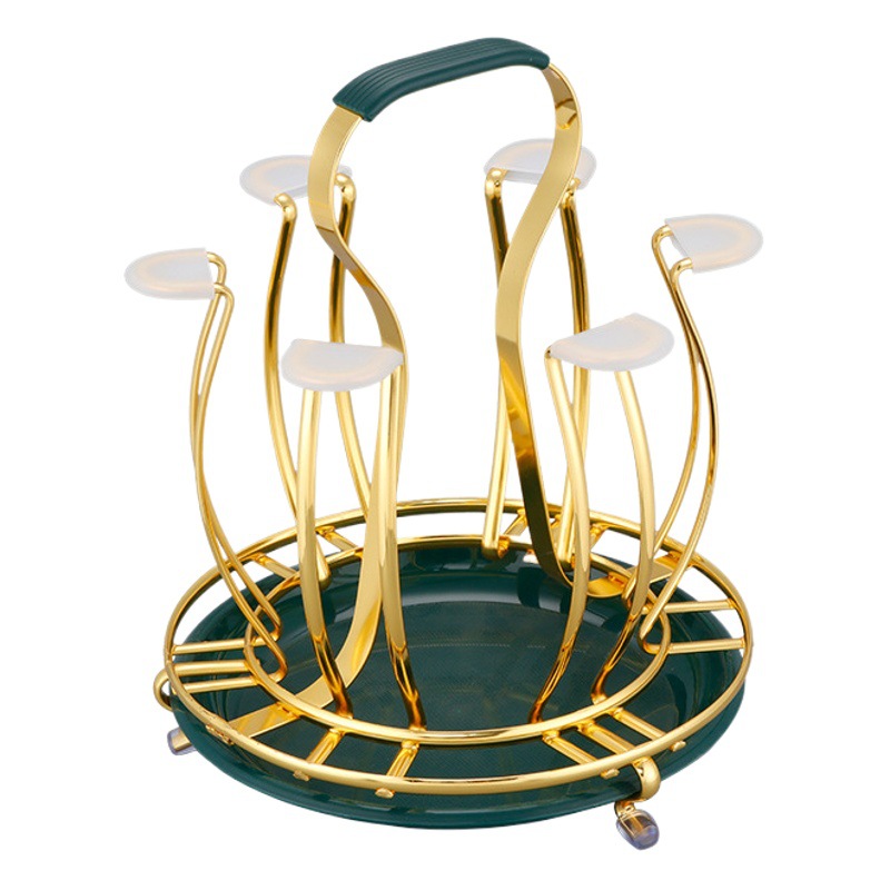 Portavasos de drenaje Portavasos de agua de cocina de hierro dorado con mango Portavasos de agua tipo de tambor Portavasos japonés doméstico