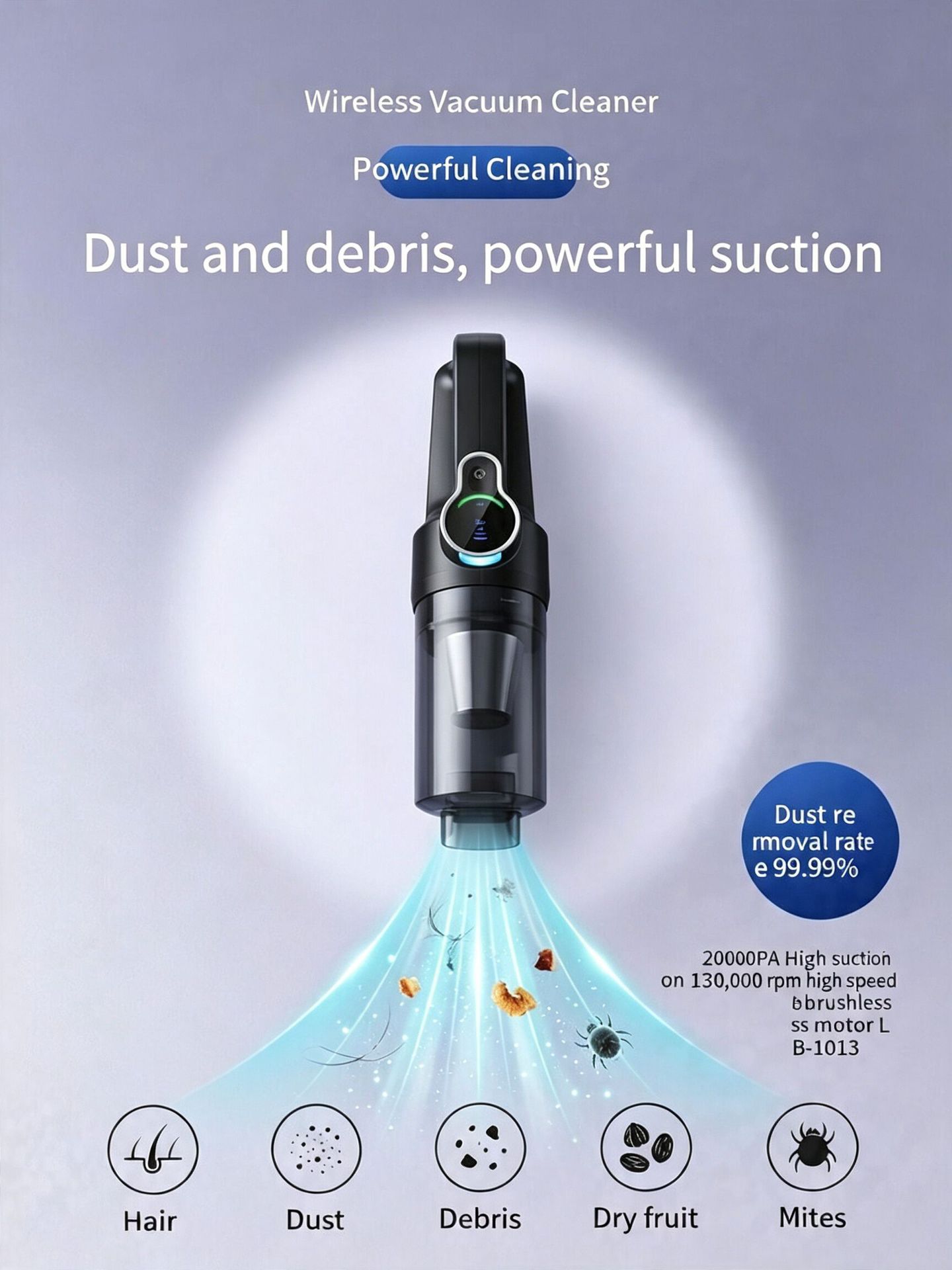 Car Vacuum Cleaner Car Wireless Charging Car Home Handheld 120W High Power Suction Wet and Dry Cross Border
