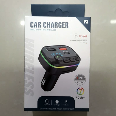 P3 car CarMP3 Bluetooth hands-free player car FM transmitter with PD fast charging car Bluetooth MP3 (Car mp3) - p3-pd-quick-charge-package