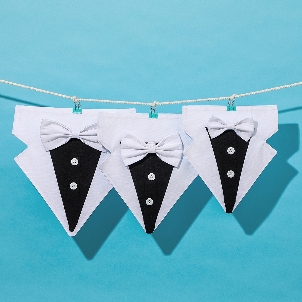 Fabricante en stock transfronterizo nuevo traje británico popular corbata guapo mascota triángulo boda satén saliva toalla