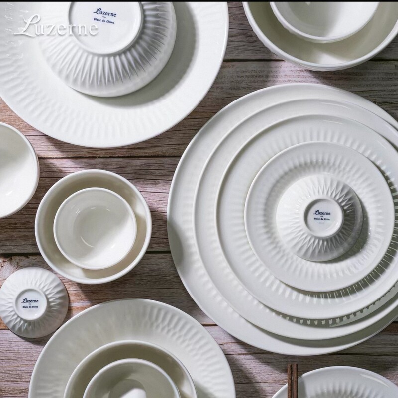 Lusheng Ceramics Dehua Porcelain Warm White Tableware Daisy Splendor Series Household Rice Bowl, Noodle Bowl, Soup Plate, Restaurant Gift Lusheng Ceramics Dehua Porcelain Warm White Tableware Daisy Splendor Series Household Rice Bowl, Noodle Bowl, Soup Plate, Restaurant Gift