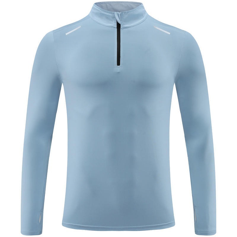 Camiseta deportiva de secado rápido de manga larga para hombres, tops de fitness para correr, ropa de entrenamiento de baloncesto con media cremallera al aire libre, otoño