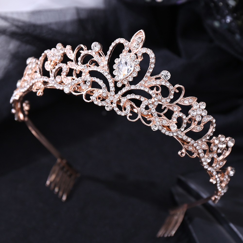 Fashion Flower Alloy Inlay Rhinestones Crown 1 Piece display picture 9