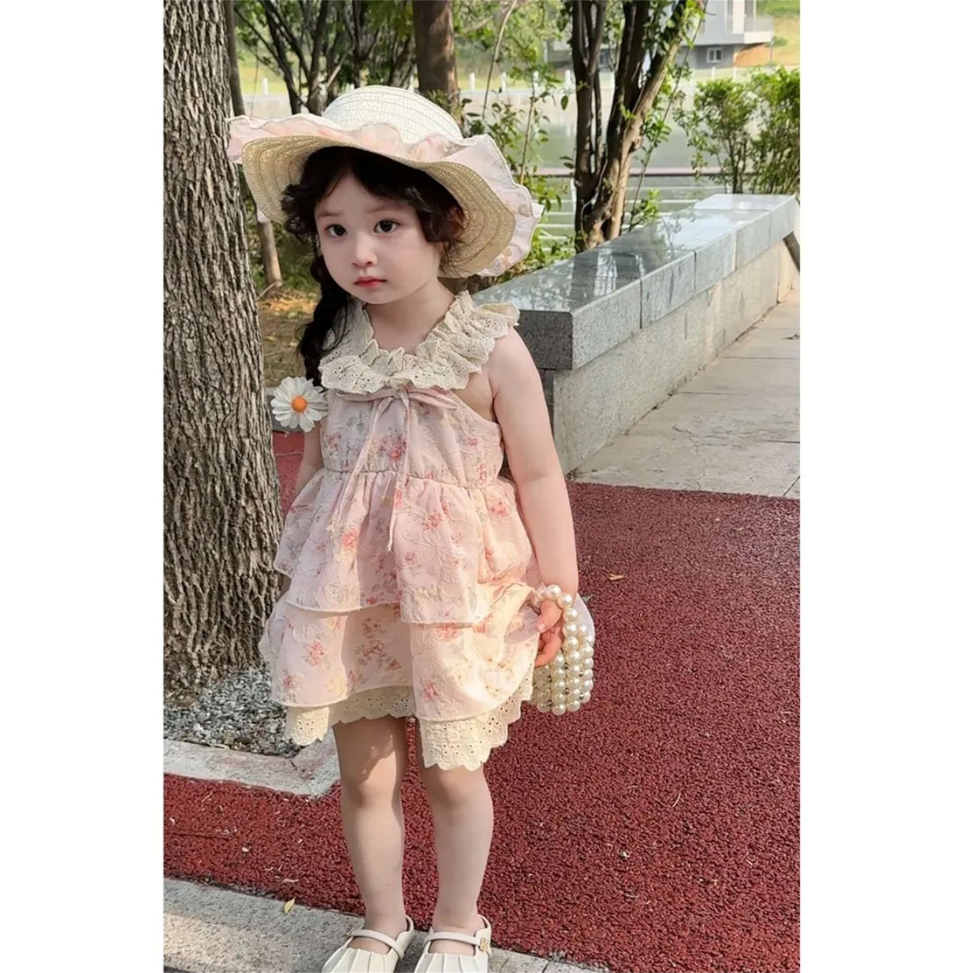 [Xianning Seven] Vestido floral de manga voladora dulce francés suave para niñas, cintura, princesa delgada, nuevo estilo de verano