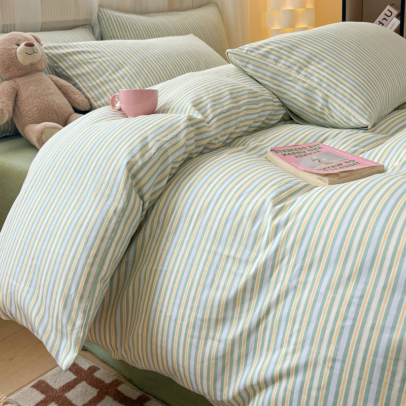 Pure Cotton Bedding Set For Men Simple Printed Four-piece Sheet_voghion.com