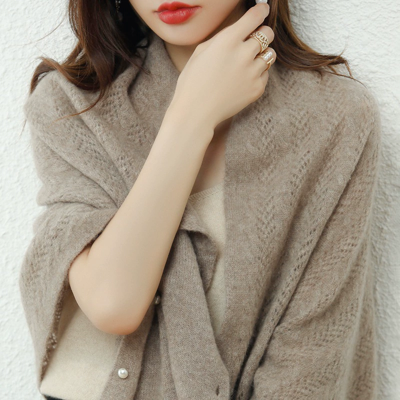 Весенне-осенний шарф, высококачественный кардиган из 100% шерсти, вязаный, двойного назначения, тонкий жакет для ношения в помещениях с кондиционером.