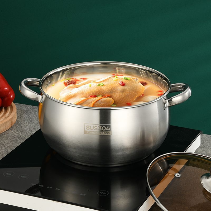 304特厚ステンレスリンゴスープ鍋スープ鍋大腹鍋煮麺鍋大容量家庭用清鍋24cm|undefined
