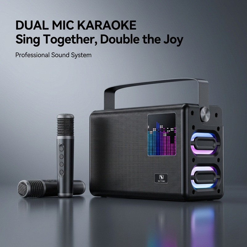 Cross-Border Ys317 Wireless Bluetooth Speaker Ktv Rock Bass Mini Speaker with Dual Microphones Integrated Home Set for Karaoke