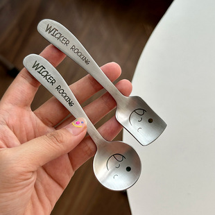 ∞304 Stainless Steel Cute Cartoon Smiling Face Knife, Fork and Spoon, Children's Tableware, Fruit Fork, Ice Cream Dessert Spoon I