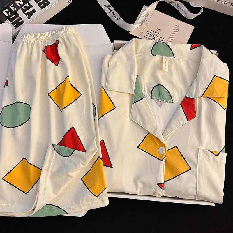 평직-기하학 Xiaoxin [반팔+반바지+바지]